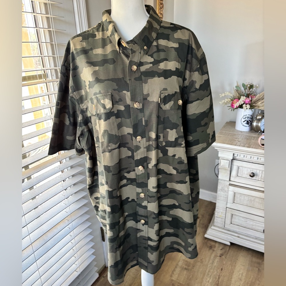 NWT Duluth  Breezeshooter camouflage button down short sleeve shirt size 2XLT